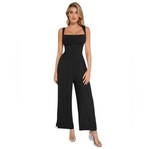 Popilush Elegant Black Wide Leg Jumpsuit